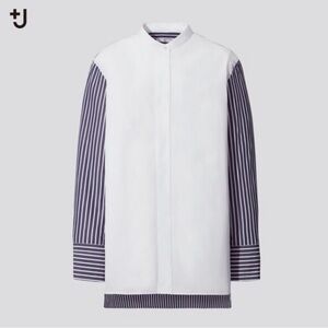 cotton stand collar long sleeve shirt